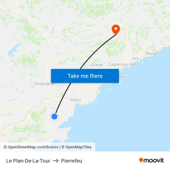 Le Plan-De-La-Tour to Pierrefeu map
