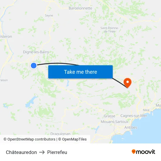 Châteauredon to Pierrefeu map