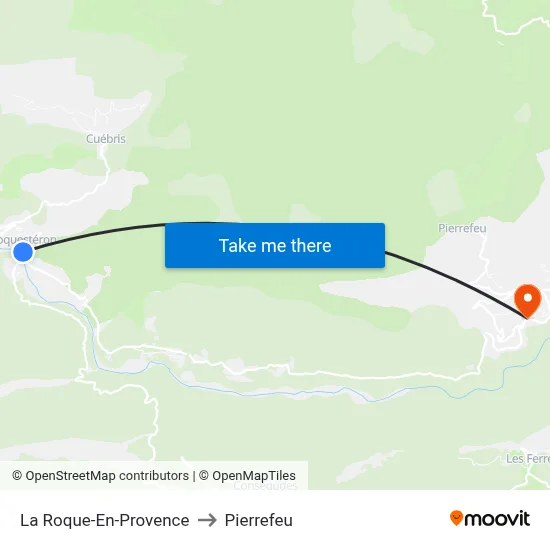 La Roque-En-Provence to Pierrefeu map