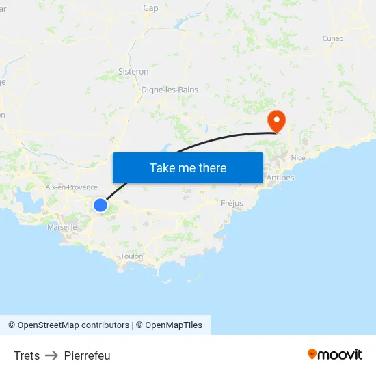 Trets to Pierrefeu map