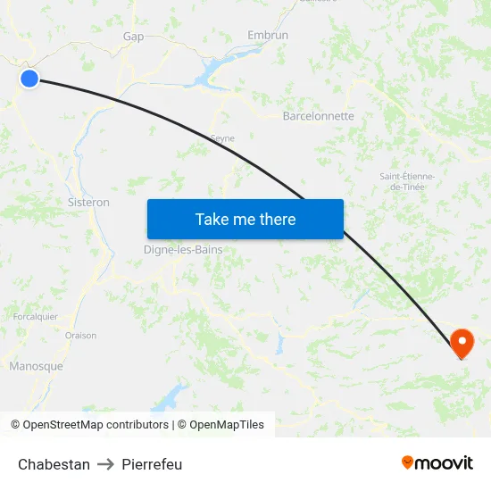 Chabestan to Pierrefeu map