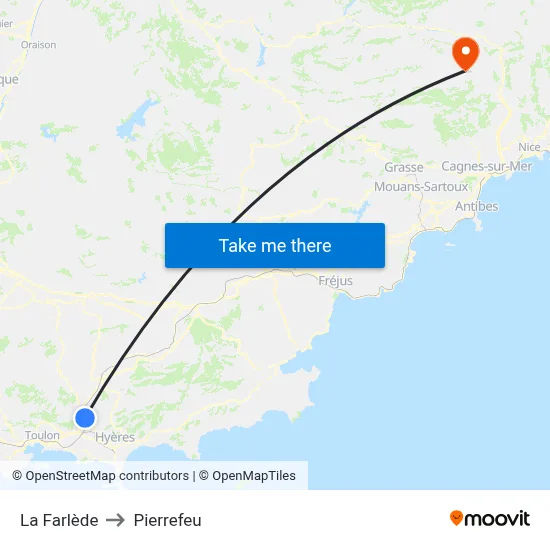 La Farlède to Pierrefeu map