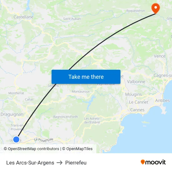 Les Arcs-Sur-Argens to Pierrefeu map