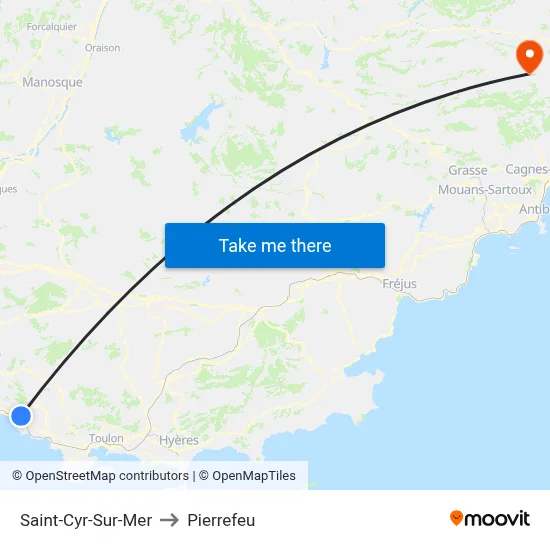 Saint-Cyr-Sur-Mer to Pierrefeu map