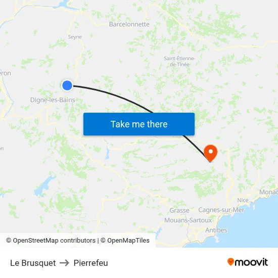Le Brusquet to Pierrefeu map