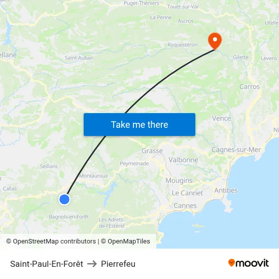 Saint-Paul-En-Forêt to Pierrefeu map