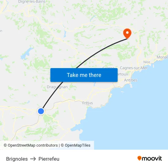 Brignoles to Pierrefeu map