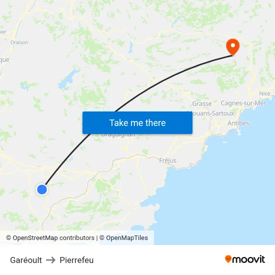 Garéoult to Pierrefeu map