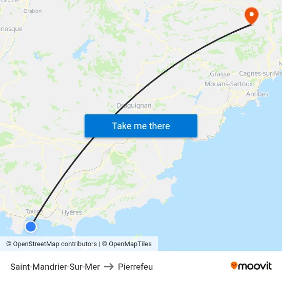 Saint-Mandrier-Sur-Mer to Pierrefeu map