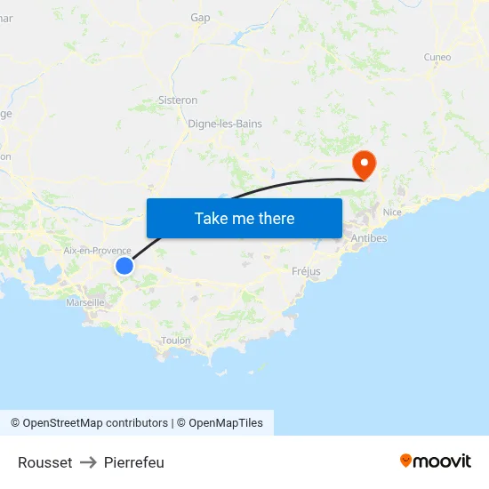 Rousset to Pierrefeu map