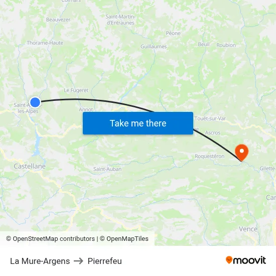 La Mure-Argens to Pierrefeu map