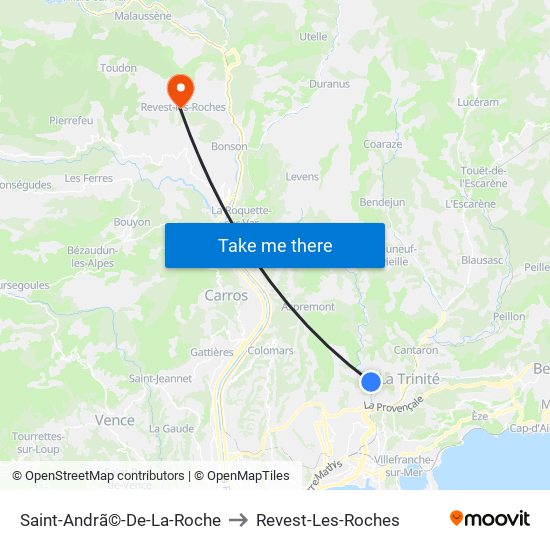 Saint-Andrã©-De-La-Roche to Revest-Les-Roches map