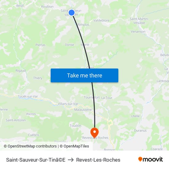 Saint-Sauveur-Sur-Tinã©E to Revest-Les-Roches map