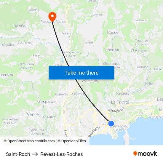 Saint-Roch to Revest-Les-Roches map