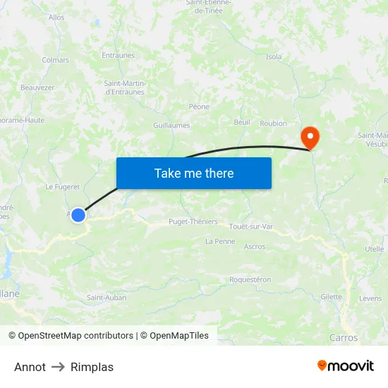 Annot to Rimplas map