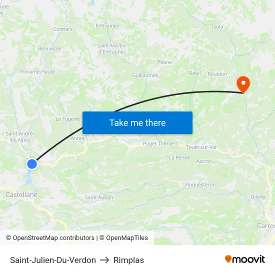 Saint-Julien-Du-Verdon to Rimplas map