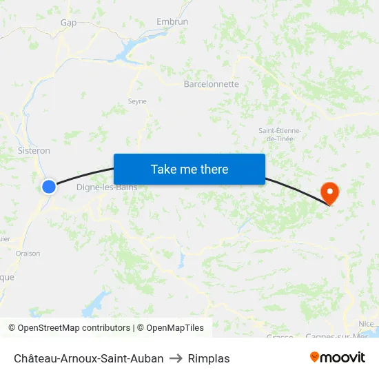 Château-Arnoux-Saint-Auban to Rimplas map