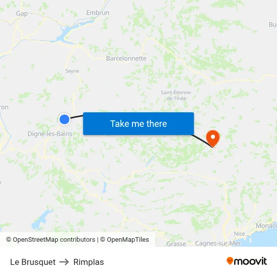 Le Brusquet to Rimplas map