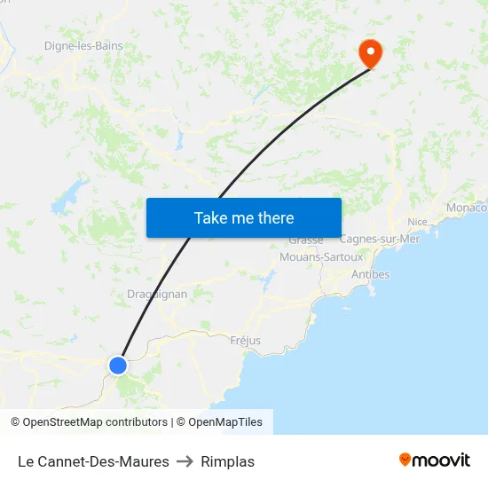 Le Cannet-Des-Maures to Rimplas map