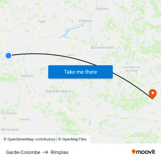Garde-Colombe to Rimplas map
