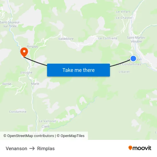 Venanson to Rimplas map