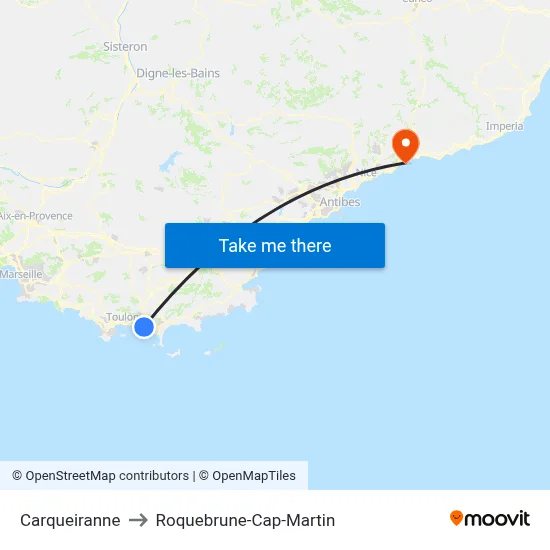 Carqueiranne to Roquebrune-Cap-Martin map