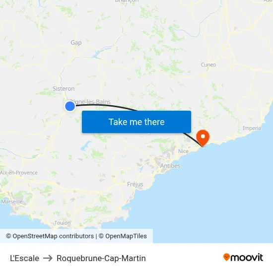 L'Escale to Roquebrune-Cap-Martin map