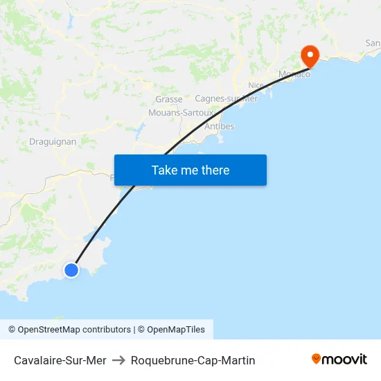 Cavalaire-Sur-Mer to Roquebrune-Cap-Martin map