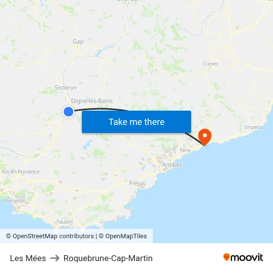 Les Mées to Roquebrune-Cap-Martin map