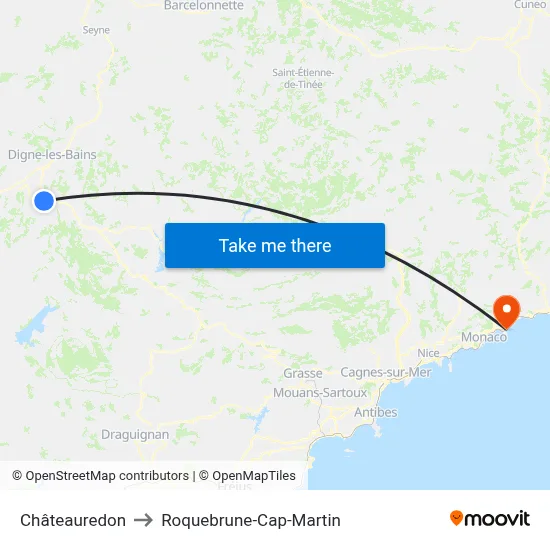Châteauredon to Roquebrune-Cap-Martin map