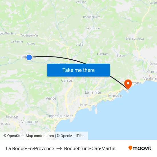 La Roque-En-Provence to Roquebrune-Cap-Martin map