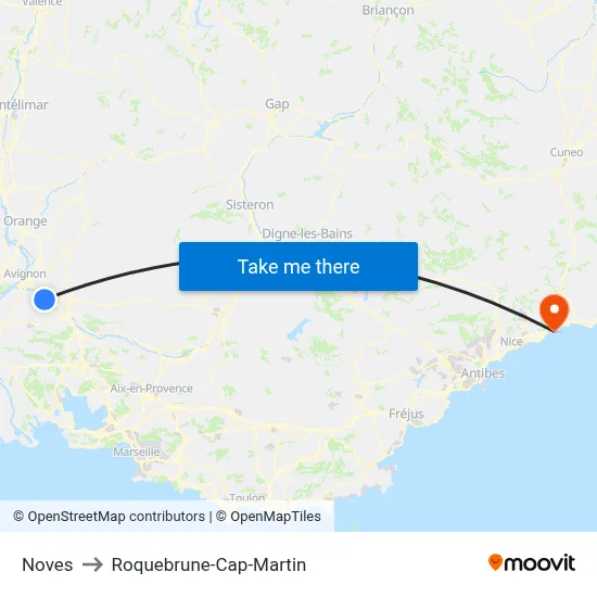 Noves to Roquebrune-Cap-Martin map