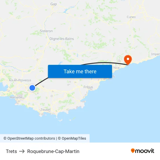 Trets to Roquebrune-Cap-Martin map