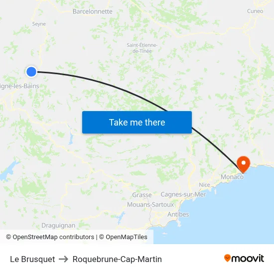 Le Brusquet to Roquebrune-Cap-Martin map