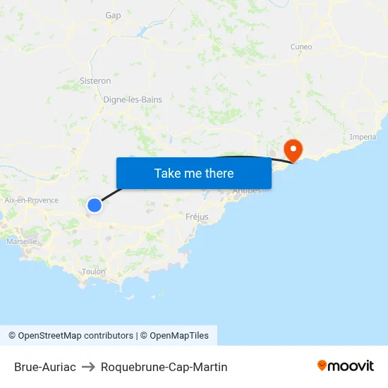 Brue-Auriac to Roquebrune-Cap-Martin map