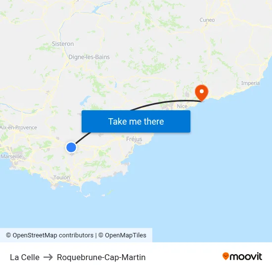La Celle to Roquebrune-Cap-Martin map