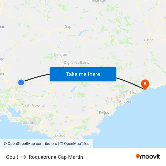 Goult to Roquebrune-Cap-Martin map