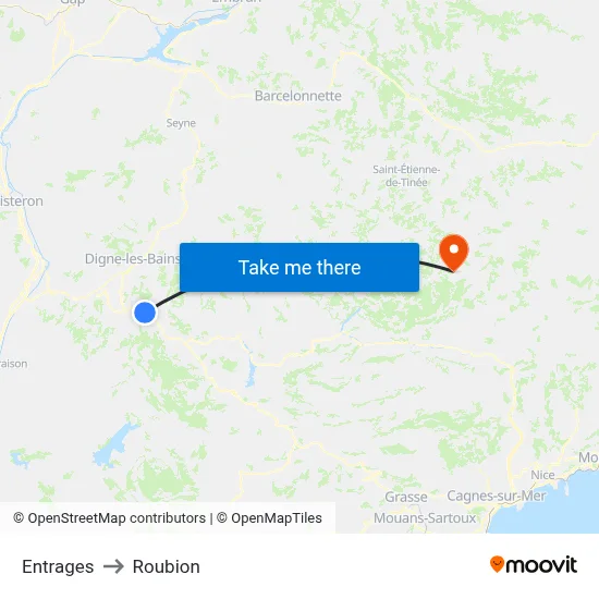 Entrages to Roubion map
