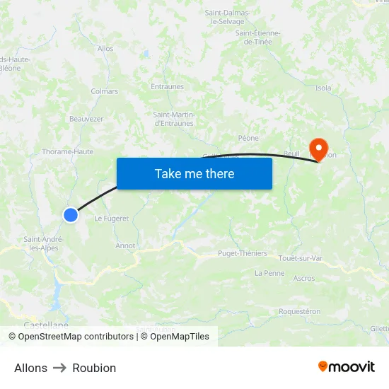 Allons to Roubion map