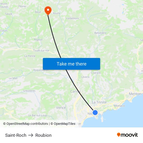 Saint-Roch to Roubion map