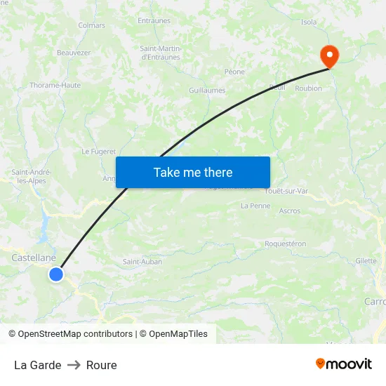 La Garde to Roure map