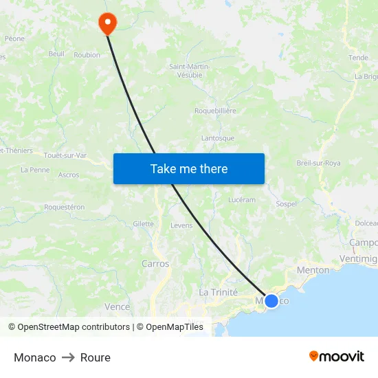 Monaco to Roure map