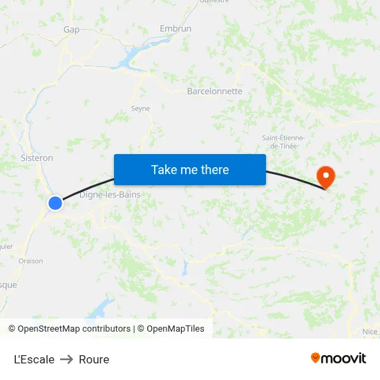 L'Escale to Roure map