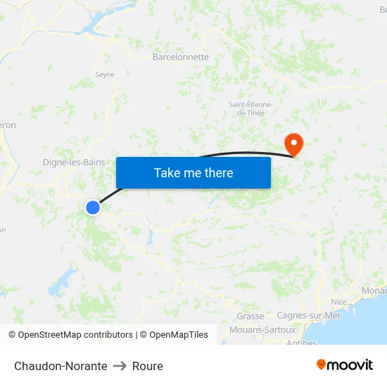 Chaudon-Norante to Roure map