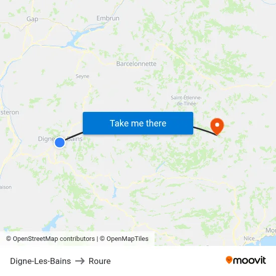 Digne-Les-Bains to Roure map