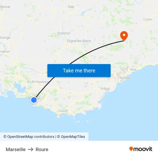 Marseille to Roure map