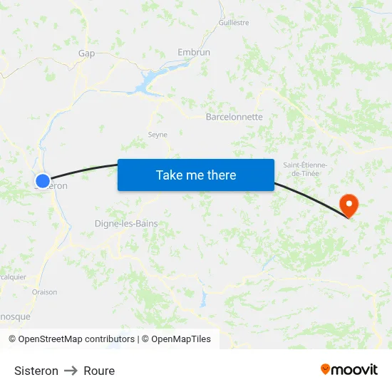 Sisteron to Roure map