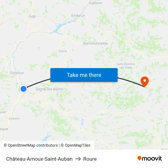 Château-Arnoux-Saint-Auban to Roure map