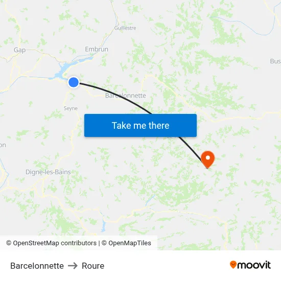 Barcelonnette to Roure map