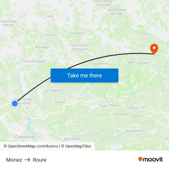 Moriez to Roure map